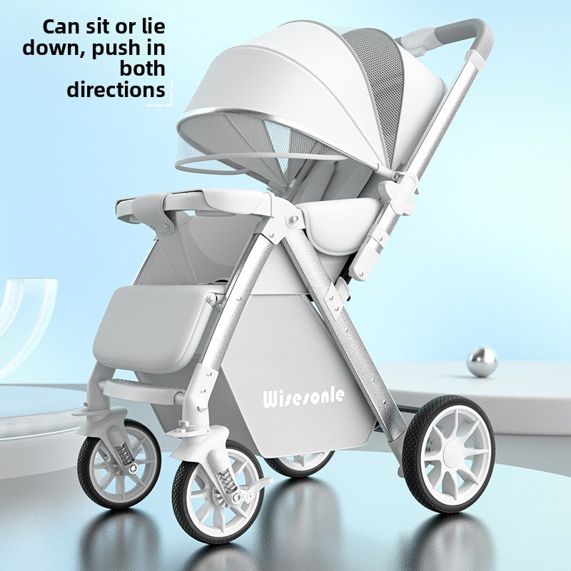 Baby Stroller, Can Sit and Lie, High View, Lightweight Foldable Two-Way Baby Stroller, Children's Pushchair, Baby Walking Artifact
